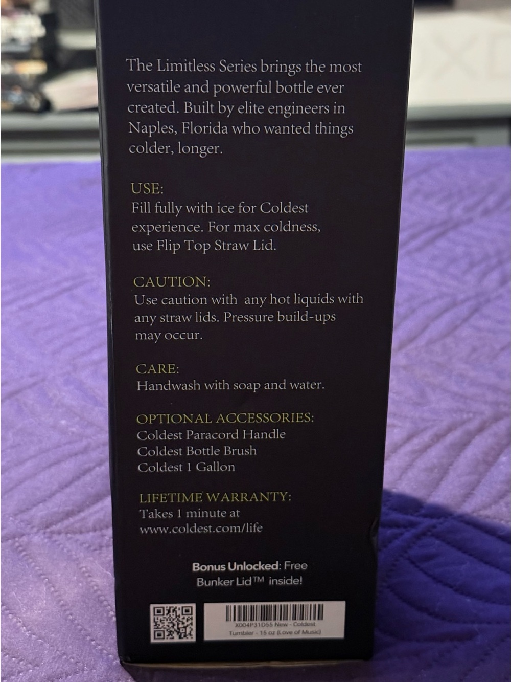 Coldest Limitless Ultra 15oz Bottle - Love of Music Limited Edition - Picture 4 of 6